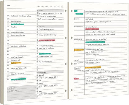 [EMSHOI Daily Planner Refill 8.5" X 11.5", 80 Sheets, 160 Pages Ring Binder Planner Inserts, Thick Cream Color Refill Paper, 100 GSM Loose Leaf, Paper Refills with Gift Box]