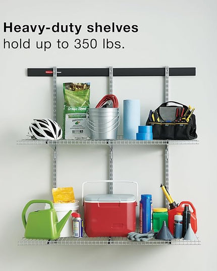Rubbermaid Fasttrack Rail Storage 36"x12" 3-Shelf Kit, 350 lbs. Per Shelf, for Home/Garage/Shed/Workshop Organization