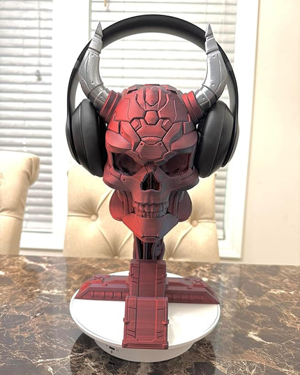 Skull Headphone and Controller Stand – Gamer Desk Organizer – 3D Printed Headset Holder – Gaming Room Decor – Unique Gift for Gamers.