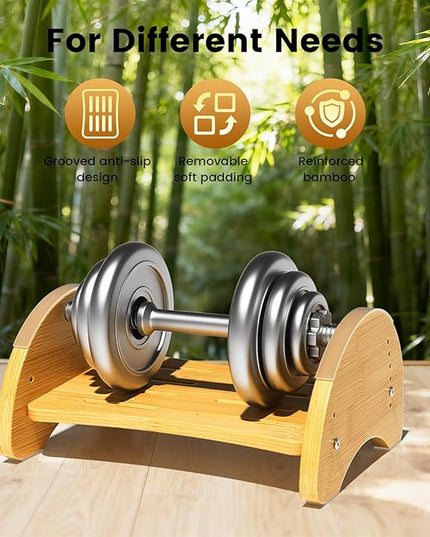 Bamboo Ergonomic Footrest Under Desk, Adjustable Rocking Foot Rest with Cushion, 6 Height Levels, Non-Slip Wooden Foot Rest for Office & Home Work