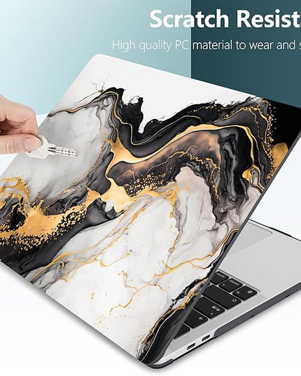 DONGKE Compatible with MacBook Pro 13 inch Case 2024 2023-2020 Release A2338 M2/M1 A2251 A2289 with Retina Display & Touch ID, Plastic Hard Shell & Keyboard Cover & Screen Film - Abstract Marble