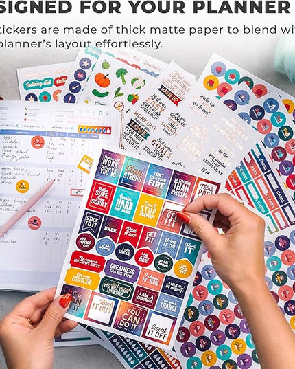 Clever Fox Planner Fitness Sticker Set - Monthly, Weekly & Daily Planner Stickers 16 Sheets Set of 840+ Unique Stickers (Fitness & Nutrition)