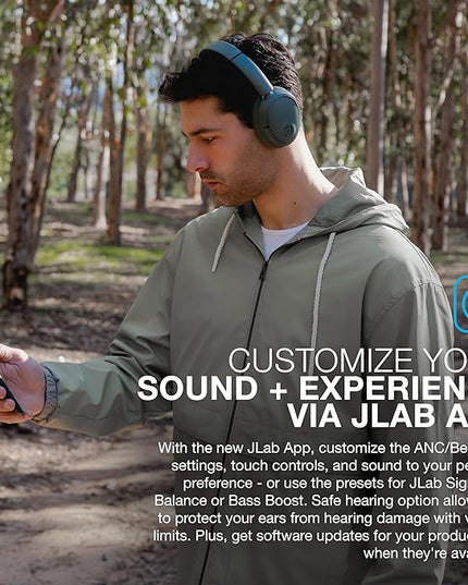 JLab JBuds Lux ANC Wireless Headphones, Sage, Hybrid Active Noise Cancelling, Customizable Sound, Spatial Audio Compatible, Premium Over-Ear Bluetooth Headset