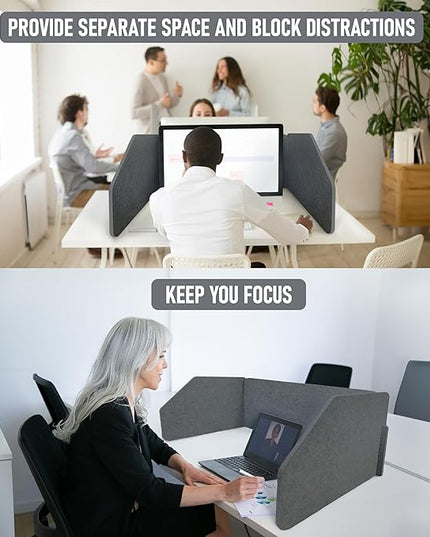 29.1"x22.8"x1.2" Acoustic Desk Divider, Sound Absorbing, Freestanding Soundproof Privacy Panel, Reduce Noise, Increase concentration, Made from High Quality Polyester (African Grey)