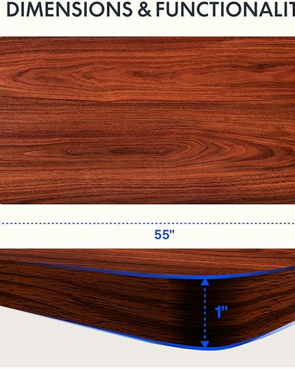 FLEXISPOT EN2 Whole-Piece Standing Desk with Clamp Power Strip, 55 x 28” Electric Stand Up Height Adjustable Desk with Cable Management (Gray Frame + 55" Mahogany Top, 2 Packages)