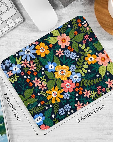 Flower Square Mouse Pad,Non-Slip Rubber Base Mouse Pad,Home Office Decoration Desktop Accessory,Laptop Mouse Pad for Office Laptops,9.4x7.8x0.12in 2