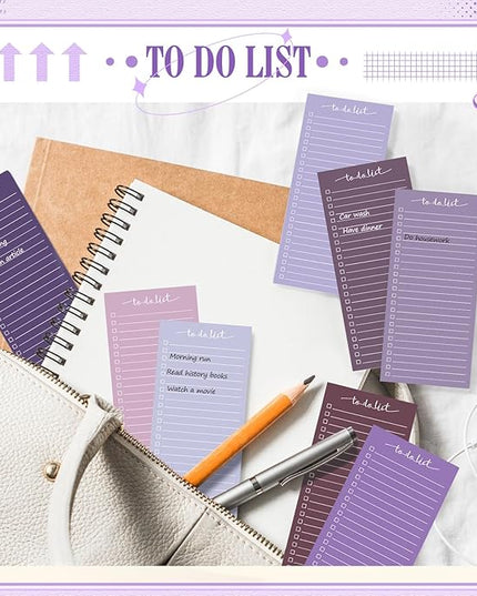 Censen 10 Pack 500 Sheets To Do List Notes Daily Checklist Notepads with 50 Sheets Each Undated Color Memo Pad Block Shopping List Pad Weekly Plan Notepad Organizer Planners(Gradient Purple,Lined)