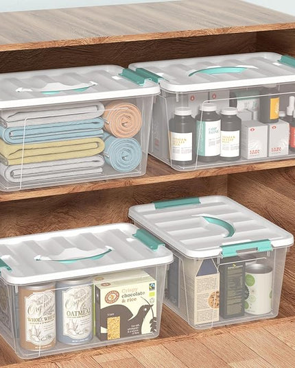 Plastic Storage Box with Lids, Clear Plastic Latching Bins, 14 Quart, Pack of 6