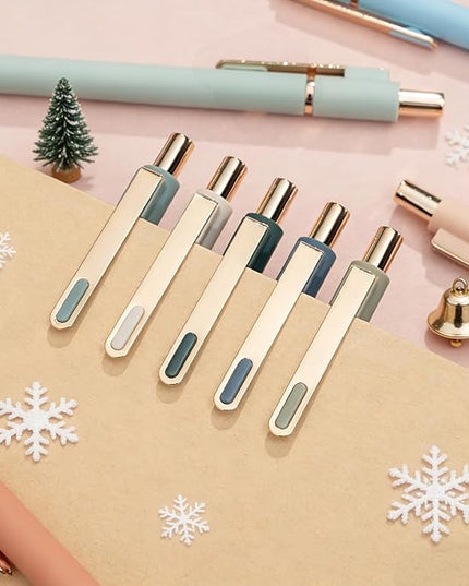 Linbsunne Gel Pens Black Ink Pens for Office 0.5mm Fine Point Pen Smooth Writing Retractable (Metal gold clip-18 pcs)