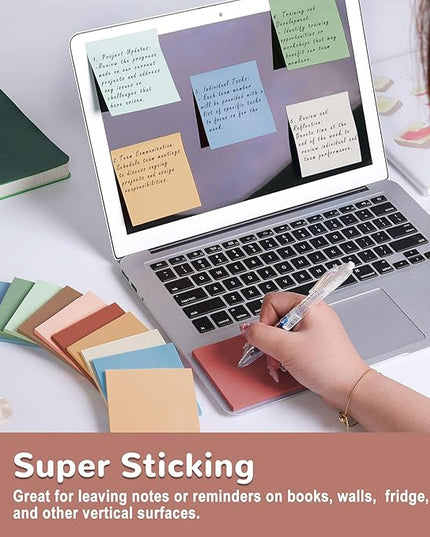 (24 Pack) Sticky Notes 3x3 in., Sticky Note Pads, Vintage Colors Self-Stick Notes Pads, Strong Adhesive, Recyclable, Easy to Post for Home, Office, Notebook