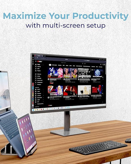 Adjustable Laptop Stand, 5 Slots, Aluminum Space-Saving, for Apple MacBook/Surface/Galaxy/Tablet/iPad/iPhone, Silver