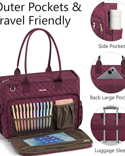 Teacher Bags for Women, 15.6 inch Laptop Work Tote Nurse Bible Bag Quilted Shoulder Handbag for Work, Daily, School, Travel