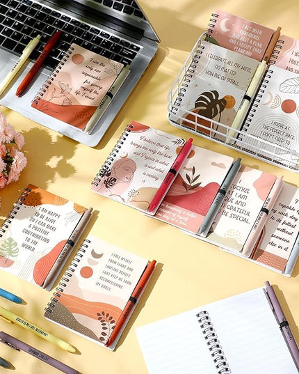 Kosiz 48 Pcs/24 Set Positive Affirmation Gifts Gratitude Spiral Notebooks with Pens Motivational Encouragement Notepads Daily Affirmations Journal for Women Valentine Galentine Gifts (Rainbow)