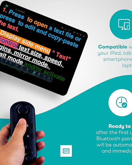 iLight PRO 12" Autocue teleprompter iPad Tablet - Kit teleprompter for Video with Remote Control, APP & Carry Bag, Beam Splitter Prompter DSLR, iPhone, APP for Apple Android Mac Win