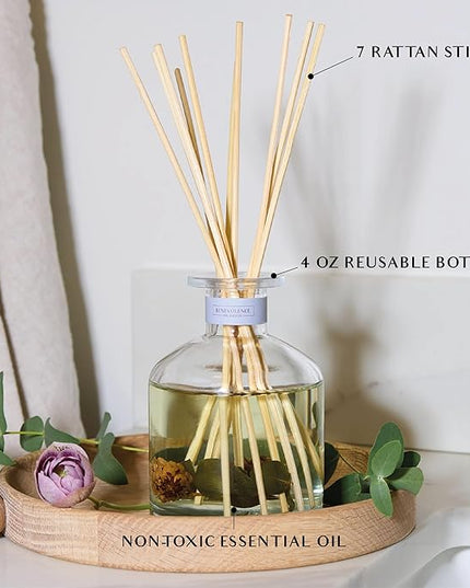Benevolence LA Pacific Driftwood Reed Diffuser | Eucalyptus, Fig & Sandalwood | Home Fragrance Diffuser for Bathroom | Long-Lasting Scent Sticks | Sun-Kissed Collection