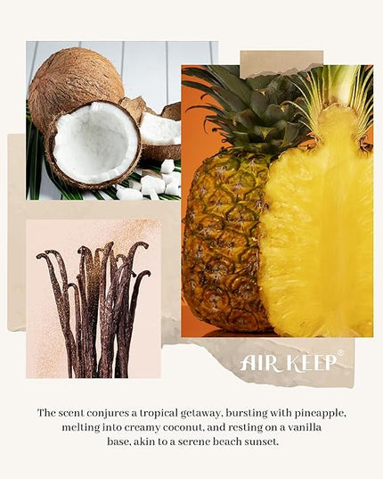Airkeep Reed Diffuser Set,6.76 fl oz (200 ml) - Coconut & Pineapple Oil Diffusers with 8 Reed Sticks, Home Fragrance Reed Diffuser for Bathroom Shelf Decor