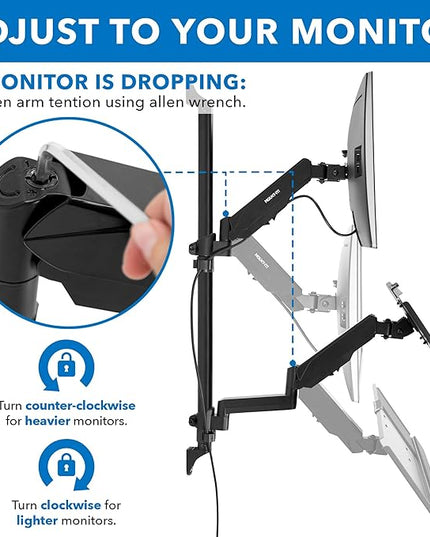 Mount-It! Wall Mount Workstation with Single Monitor Mount, Keyboard Tray and CPU Holder, Height Adjustable Full Motion Arms, Fits One 32 Inch Computer Screens