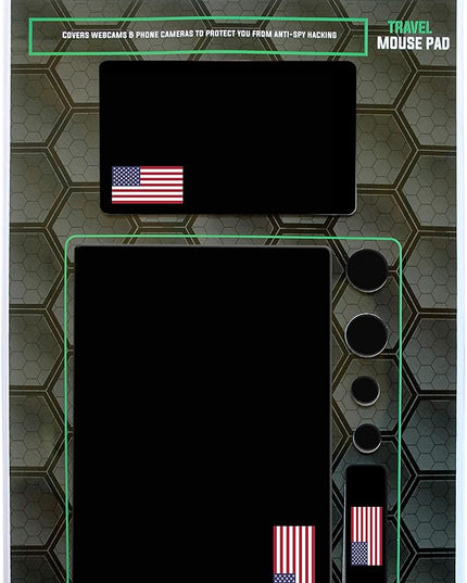 Mouse Pad Adhesive Bottom - Sticks to Any Surface - Portable - Webcam Covers and Screen Cleaner Included (USA Flag)