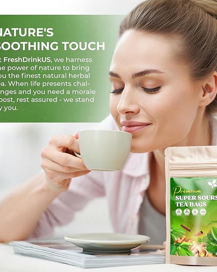 FreshDrinkUS, Super Soursop Herbal Tea – 60 Tea Bags | Soursop, Ginger, Turmeric, Lemongrass, Cinnamon, Black Pepper & Peppermint | Caffeine-Free, Natural Flavor, Plant-Based Blend | Sugar-Free
