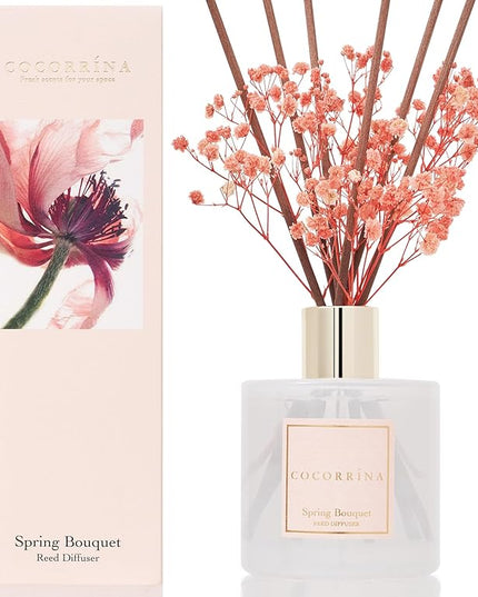 Cocorrína Reed Diffuser Sets- Spring Bouquet Scented Diffuser with Sticks Home Fragrance Reed Diffuser for Bathroom Shelf Decor