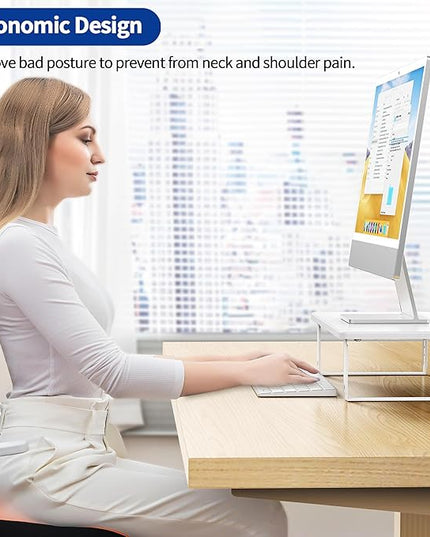 BESIGN MS01 Monitor Stand Riser, Height Adjustable Laptop Stand, Computer Monitor Stand for Monitor, Computer,Laptop,Printer (White)