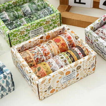 Songdao 18 Rolls Seasons Flowers Washi Tape Set Floral Arts Adhesive Tapes Blooming Garden Decorative Masking Tape Sets for Craft, Kids, Scrapbook, DIY, Gift Wrapping (Autumn)