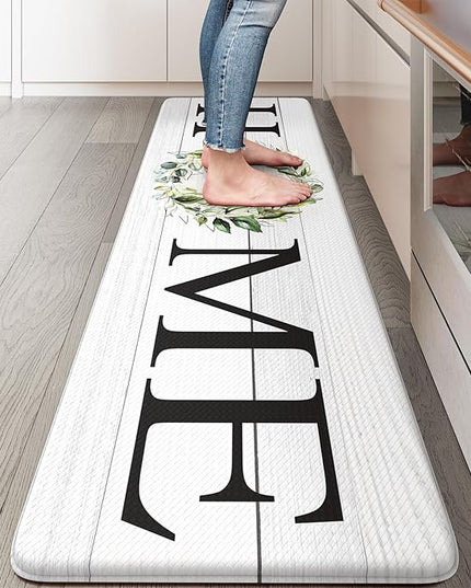 KIMODE Farmhouse Kitchen Runner Rug,17.3" x 59" Anti Fatigue Kitchen Mats for Floor Cushioned,Non-Skid Waterproof Comfort Thick Kitchen Floor Standing Mat for Front Sink,Laundry Room,Home