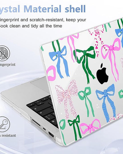 May Chen Case for MacBook Pro 14 inch, Models A2442 A2779 A2918 A2992 A3401 A3185 A3112 A3434, M1 M2 M3 M4 M5 Chip (2021-2025 Release), Plastic Hard Shell Case with Keyboard Cover, Colorful Bows