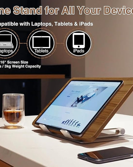 AVARO Adjustable Laptop Stand – Ergonomic Laptop Stand with Customizable Height & Angle, Robust Design Laptop Riser for Desk, Portable, Foldable & Durable Computer Stand for Home or Office Use