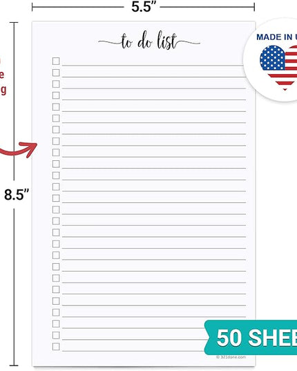 321Done To Do List Notepad for Planner Refill Pages – Made in USA - 50 Sheets (5.5x8.5) To-Do's Tear Off, Planning Memo Pad, Checklist Notes Left Hole Punch Margins - Simple Script College-Ruled