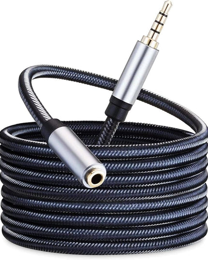 Audio Mic Extension Cable 25Ft,3.5mm Aux Headphone Extender 4-Pole Jack Plug Extension Lead Stereo Male to Female Braided Cord for Headset,TV,Laptop,Phone,Switch Lite,Car,PS4,Xbox and More(25Ft/8M)