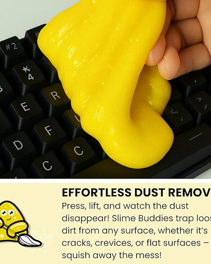 Slime Buddies Car Cleaning Gel Putty - 3 Pack Lemon Scented Interior Detailing Tool for Cup Holder, Air Vent & Keyboard - Reusable Auto Detailing Accessories - Dust Remover Goop - Gifts for Men Women