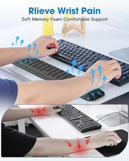 MEKASS Keyboard Wrist Rest, Soft Memory Foam Wrist Support for Keyboard, Keyboard Hand Rest Pad for Wrist Pain Relief, Keyboard Wrist Guard for Long Hours of Work, Gaming, Studying（Classic Black）
