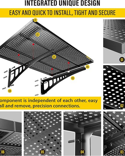 4-Pack 2x3ft Adjustable Garage Wall Shelving 1120lbs Load Capacity Heavy Duty Wall Mounted Storage Shelf Metal Floating Shelves for Garage(Black)