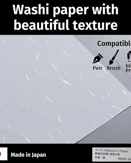 Japanese Iyo Washi Stationery Paper 80 Sheets (4x20 Sheets) Made in Japan, Notepad, Letter Paper, Greeting Card (9.7 x 6.9 inch), Compatible with Inkjet Printers