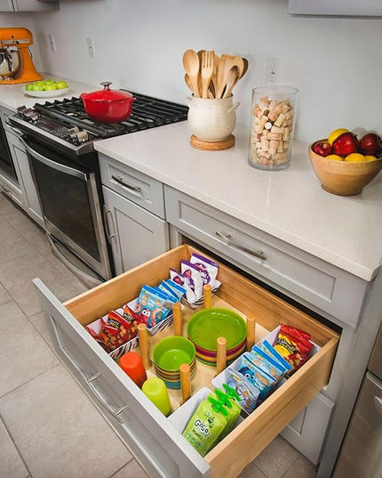 Rev-A-Shelf Trimmable Pegboard Drawer Divider Organizer, Trim to Fit Wooden Kitchen Cabinet Storage Utensil, Pots & Dish Rack, 24" x 21", 4DPS-2421
