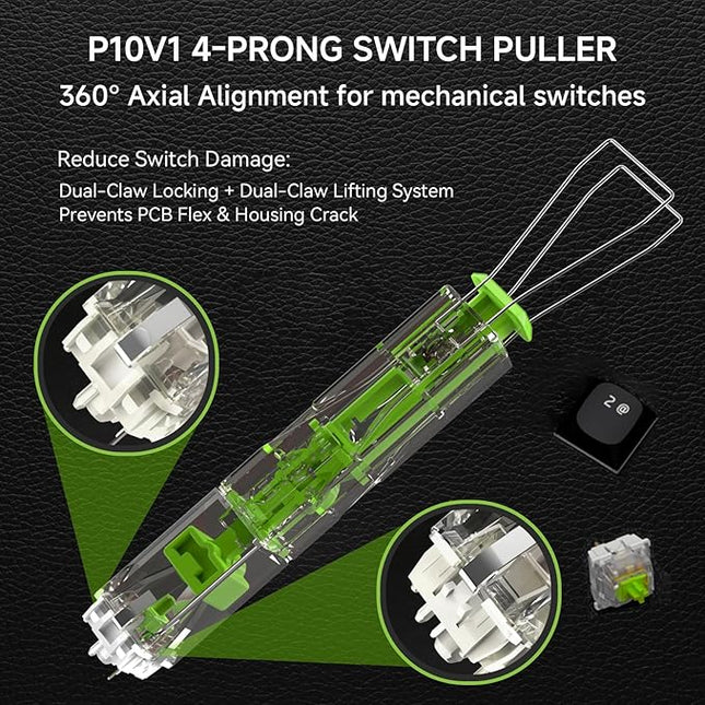 KEMOVE P10-V1 4-Claw Switch & Keycap Puller for Mechanical Keyboards - Ergonomic Pain-Free Design, 304 Stainless Steel Omni-Directional Tool for Effortless Switch/Keycap Removal
