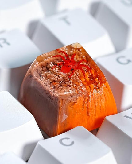 Tarantula Spider Artisan Keycap Orange and Brown Forest R1 SA Profile Custom Insects Keycaps 1U ESC Handmade Gaming Resin Key Cap Cherry MX Switch Compatible Mechanical Keyboard Spider Lover Gift