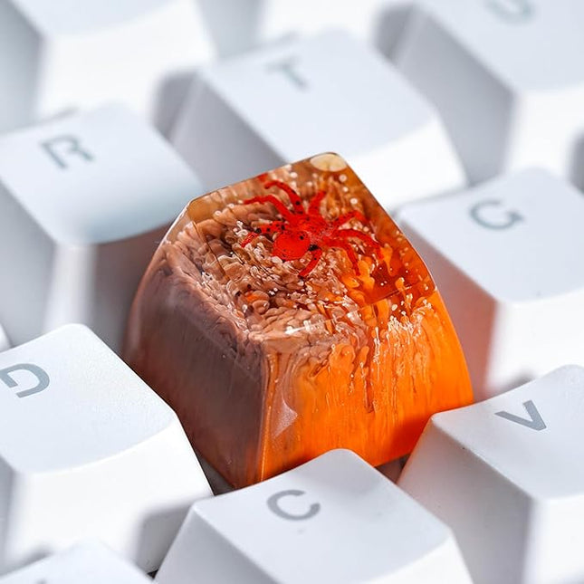 Tarantula Spider Artisan Keycap Orange and Brown Forest R1 SA Profile Custom Insects Keycaps 1U ESC Handmade Gaming Resin Key Cap Cherry MX Switch Compatible Mechanical Keyboard Spider Lover Gift