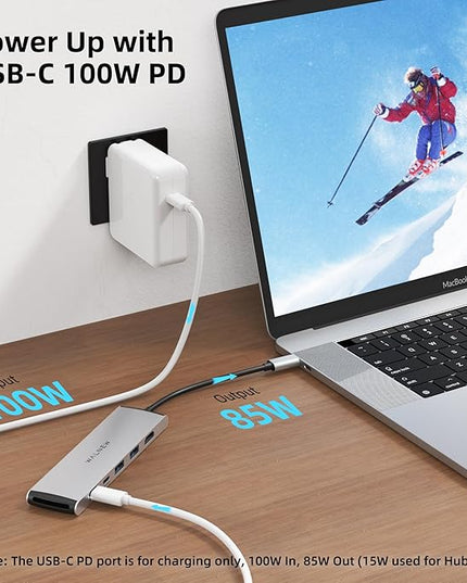 USB C Hub, WALNEW 7 in 1 USB-C Docking Station with 4K HDMI,100W PD, 3 5Gbps Data Ports(1 USBC & 2 USB 3.0),TF/SD Card Reader, USB Hub for Laptop, MacBook Pro/Air/Mac/Dell/HP/ASUS/Acer/Steam Deck