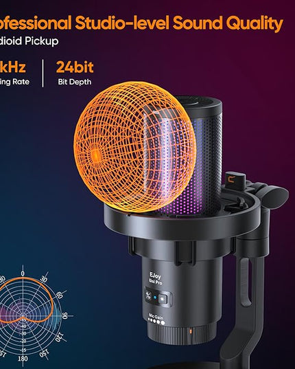 COMICA EJoy Uni Pro Wireless USB Microphone for PC Gaming, Streaming, Podcast, YouTube, with Noise Cancellation, Mute, Gain, Monitoring - Condenser Mic for PS5, PS4, Mac, Computer (Desktop Mic)