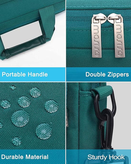 MOSISO Laptop Shoulder Bag 15.6 inch, 15-15.6 inch Computer Bag Compatible with MacBook Pro 16 inch, HP, Dell, Lenovo, Notebook with 2 Raised&1 Flapover&1 Horizontal Pocket&Handle&Belt, Teal Green