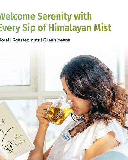 NEPAL TEA Organic Green Tea Bags from the Himalayas - 50 Pyramid Tea Bags, Single Origin from a Family Farm - Green Tea Bags with Loose Leaf Tea Inside (Himalayan Mist)
