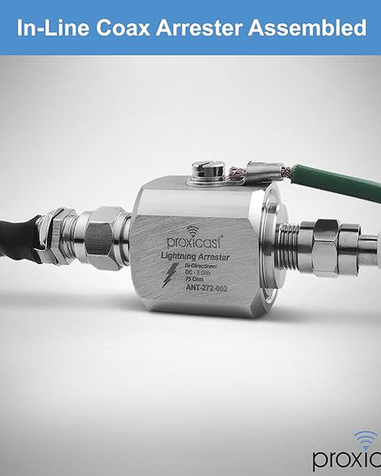 Proxicast Coaxial Lightning Arrester/Suppressor with Male/Female 75 Ohm F Connectors - Pro-Grade Coax Cable Surge Protector for Television (TV) / Satellite Dish Antennas & Cable Internet (ANT-272-002)