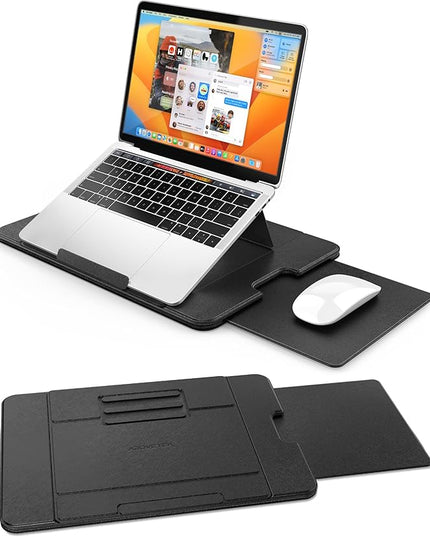 AboveTEK Adjustable Laptop Lap Desk, 3 Ergonomic Angles, PU Leather Non-Slip Surface, Heat Shield, Retractable Mouse Pad, Portable Laptop Lap pad Workstation for Bed, Sofa, Travel