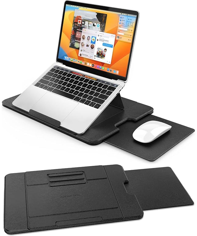 AboveTEK Adjustable Laptop Lap Desk, 3 Ergonomic Angles, PU Leather Non-Slip Surface, Heat Shield, Retractable Mouse Pad, Portable Laptop Lap pad Workstation for Bed, Sofa, Travel