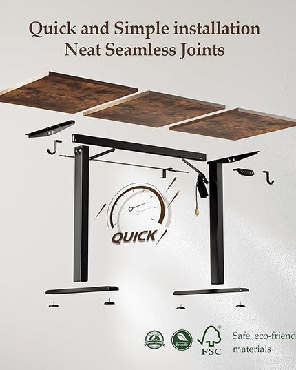 Klicelor 71 Inch Large Electric Standing Desk, Height Adjustable Office Desk, Sit Stand Up Computer Gaming Desk with Memory Preset, Three-Piece Desktop, Rustic Brown