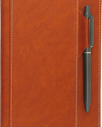 SLFreMint Premium Hardcover Executive Notebook with Pen and Pen Holder Clip, Card Pockets, 240 Pages, College Ruled, 80GSM, Leather Note Book for Work, Study, Diary and Other Scenarios, Suitable Journal for Both Men and Women