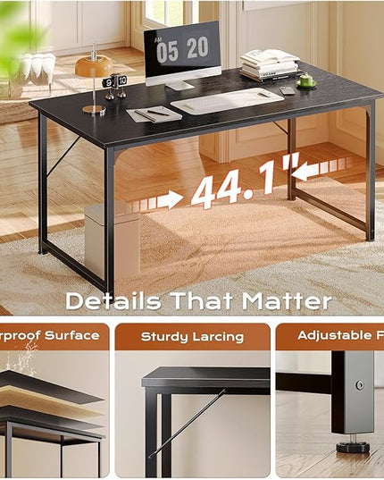 PRAISUN 47 X 24 Inch Computer Desk with Deeper Desktop, Gaming Office Writing Work Desk for Home Office, Study, Bedroom, Work from Home, Metal Frame, Black