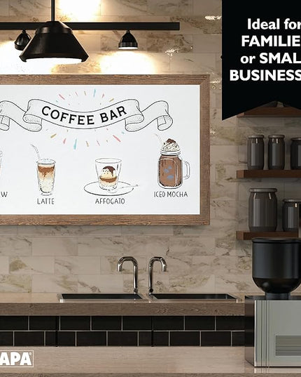 Ilyapa Extra Large Dry Erase Board for Wall - Wood Framed Magnetic White Board - 58 x 25 Inches Decorative Wall Hanging Menu Whiteboard - Brown